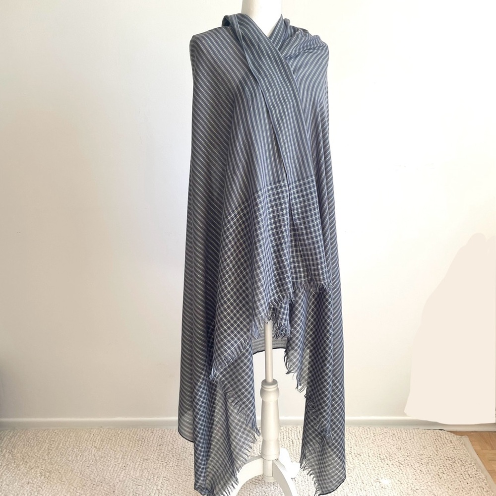 Elegant Gray Striped Swim Sarong
